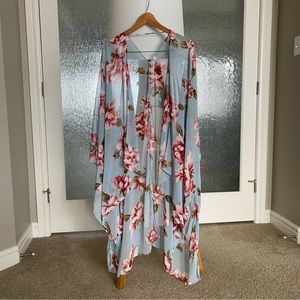 Pink Blush. Floral Kimono. One Size
